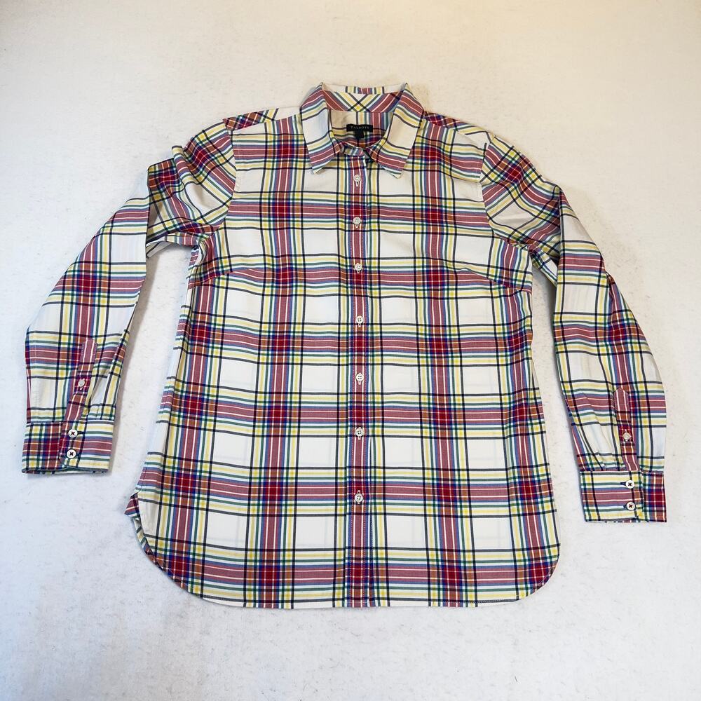 Talbots Button Shirt Woman's Small Long Sleeve Multi Color Plaid All Cotton